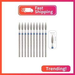 siyuwuro 10Pcs Flame Shape Cuticle Nail Drill Bits 3/32” Safety Carbide Nail Dr