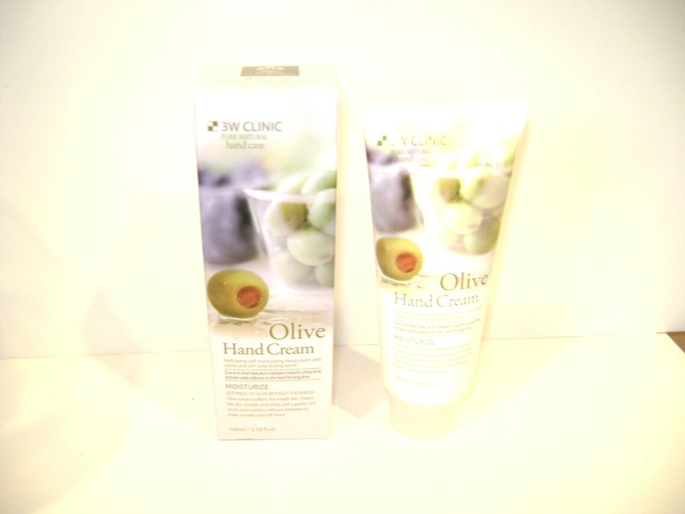 3W Clinic Pure Natural Olive Hand Cream Moisturize 3.3 oz NIB New Free Shipping