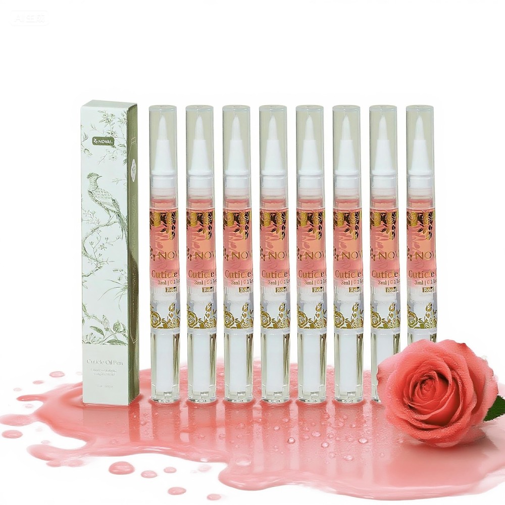 NOVAL Cuticle Oil Pens for Nails, Rose Scented 8 Mini 0.1 Fl Oz (Pack of 10)