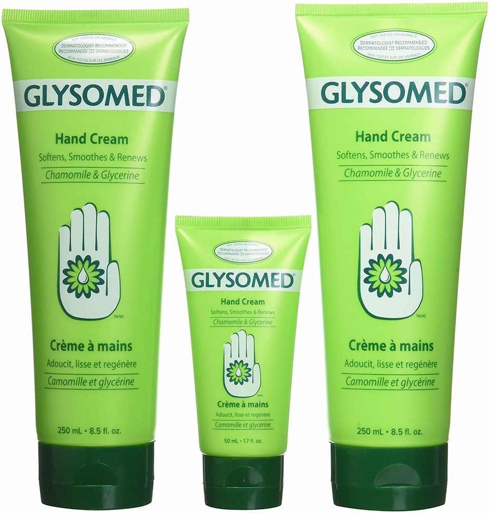 Glysomed Hand Cream Combo 2 X Large Tube 8.5 Fl Oz + 1 X Purse Size 1.7 Fl Oz