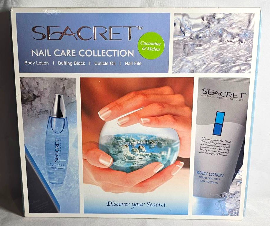 Seacret Nail Care Collection Body Lotion Buffing Block Cuticle Oil Cucumber Mel