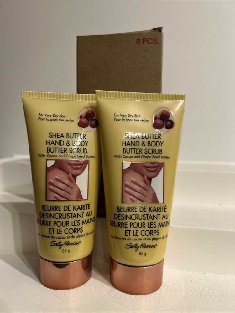 2X Sally Hansen Shea Butter Hand and Body Butter Scrub for Very DRY Skin 3oz NEW