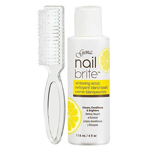 Gena Nail Brite Whitening Scrub with Brush, Cleans Conditions & Brightens Nails,