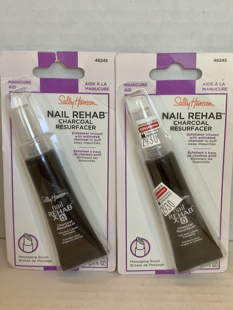 Sally Hansen Nail Rehab, Charcoal Resurfacer, Finger, Exfoliator – 2 Packs
