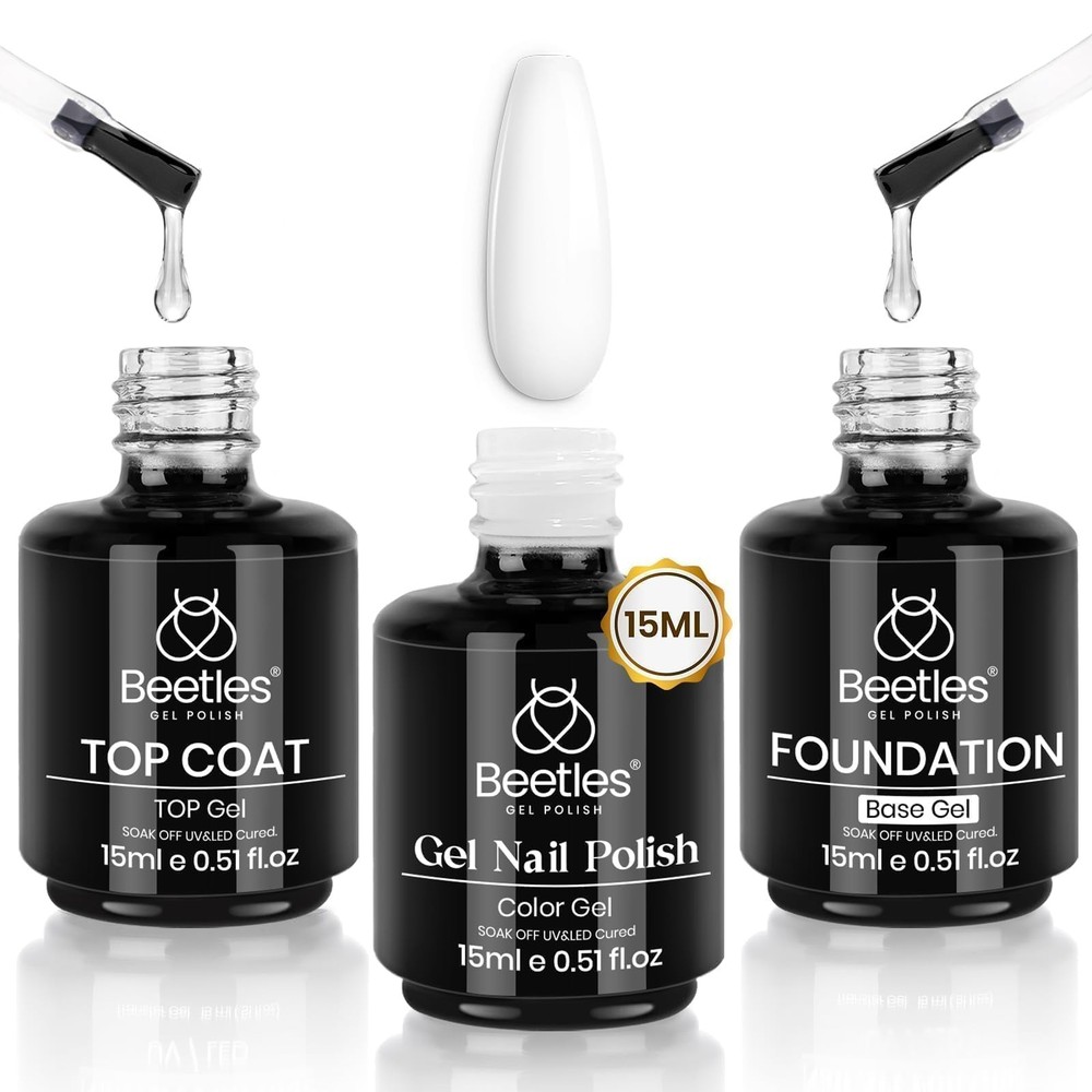 Beetles 3Pcs 0.17 Fl Oz (Pack of 3), 0-0-3 Pcs 15ml top base coat & color gel