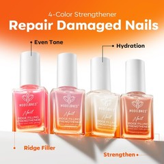 modelones Nail Strengthener and 0.26 Fl Oz (Pack of 4), D1-White Pink Nude