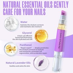 Ceramic 2-in-1 Cuticle Oil Pusher Pen, Nail Care Buffer Pens with Micro-Dosin