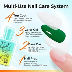 GELLAKTIK Gel Base and Top Coat Set, 3 Pcs 15ml No Wipe Glossy & Matte Black