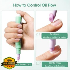 GELLEN 2Pcs Cuticle Pusher Oil Pen – 6ml Large Capacity Nail Oil Pen with Cer…