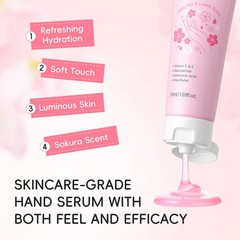 1PCS 50ml Sakura Hand Creams Sakura Scented Alcohol-Free Hand Serum Non-greasy