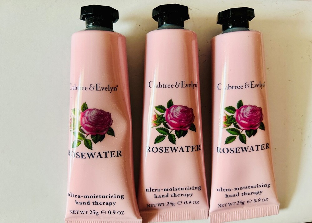 Crabtree & Evelyn Ultra Moisturizing Hand Therapy Travel Size 3 x 25g, Rosewater