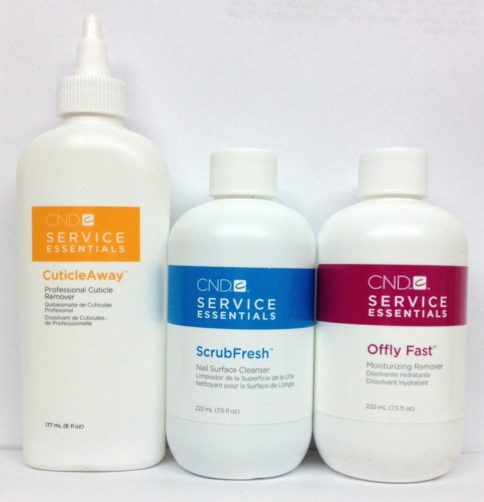 CND Shellac 3pcs -Cuticle Away 6oz, Scrub Fresh, Offly Fast 7.5oz New Pack 2023