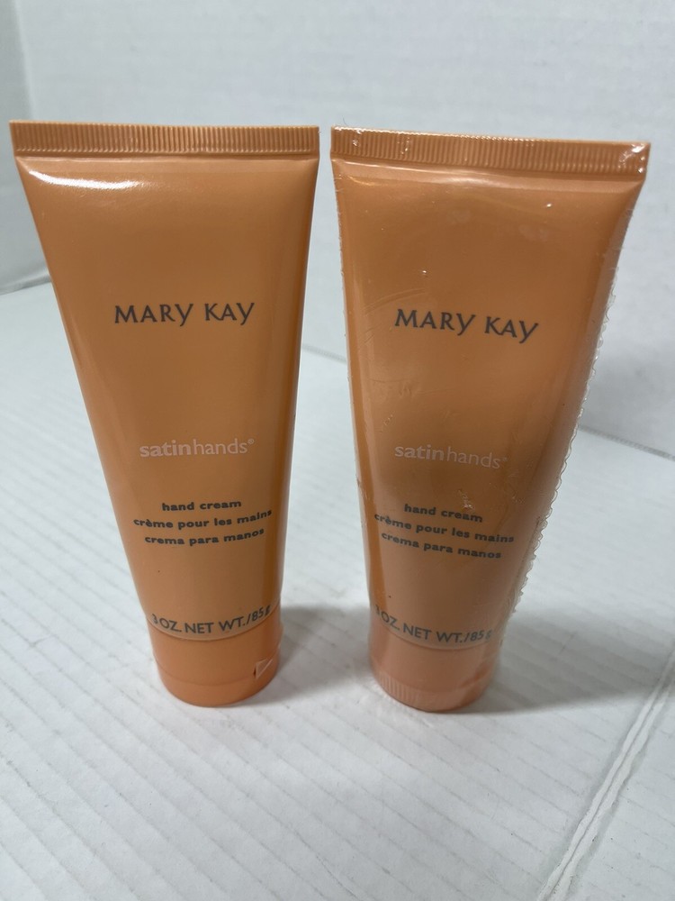 New Lot Of 2 x Mary Kay Satin Hands Hand Cream 3 fl oz In Orange Tube Bottle