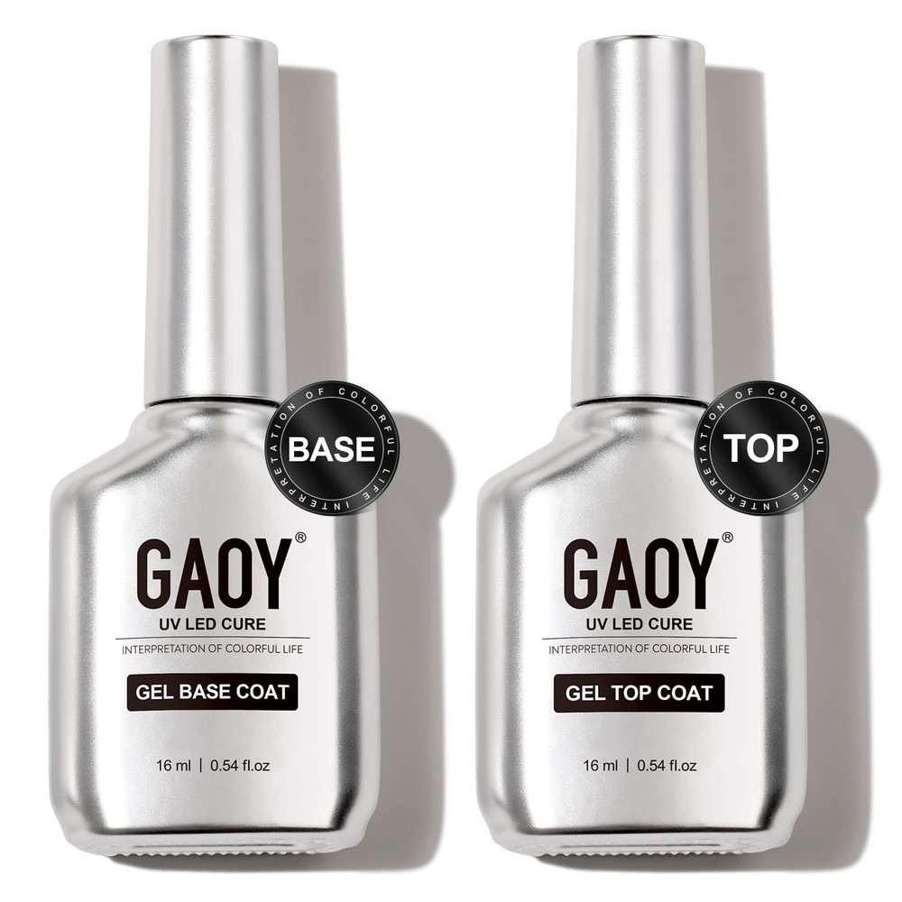 GAOY 16ml 2 Pcs Glassy Gel 0.54 Fl Oz (Pack of 2), Top Coat and Base