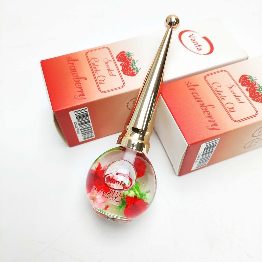 Vanfa Cuticle Oil infused with real flower 0.42 Oz – Scent: Strawberry