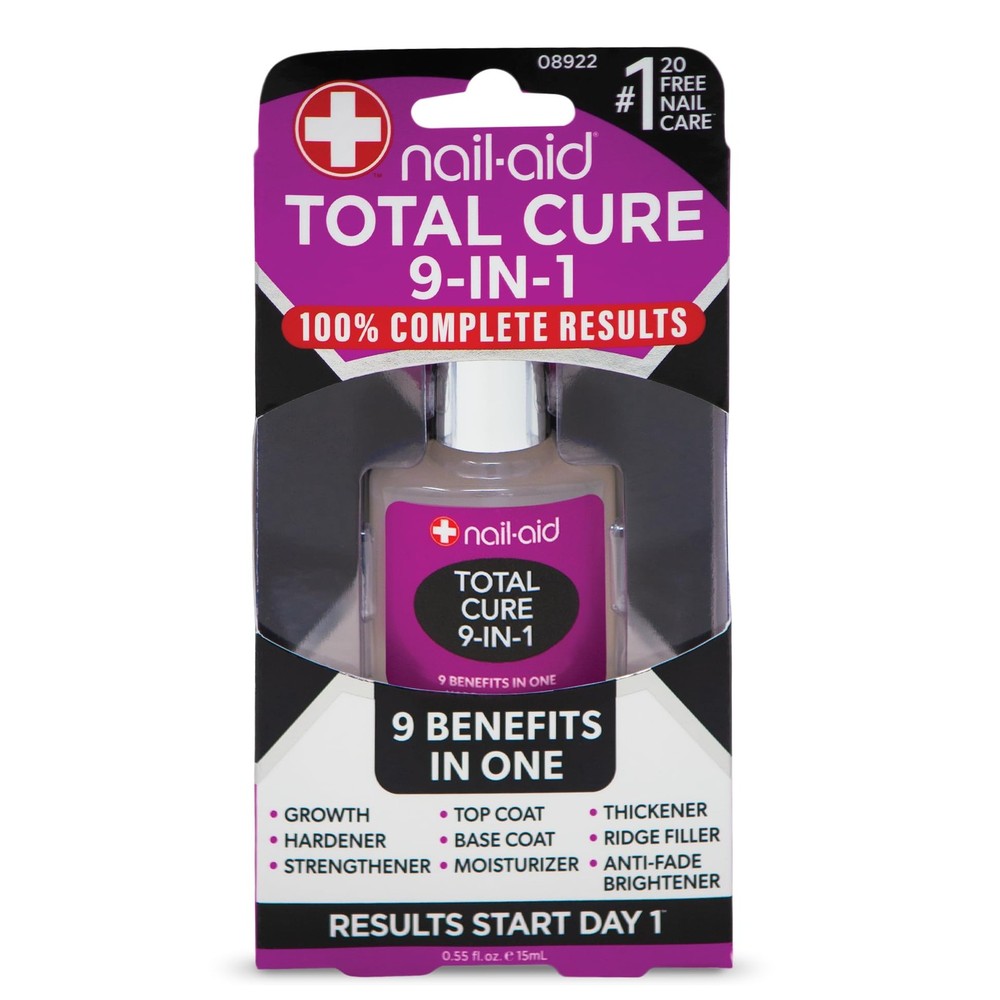 Nail-Aid Total Cure 9-in-1 Nail Strengthener – 0.55 Fl Oz (Pack of 1), Clear