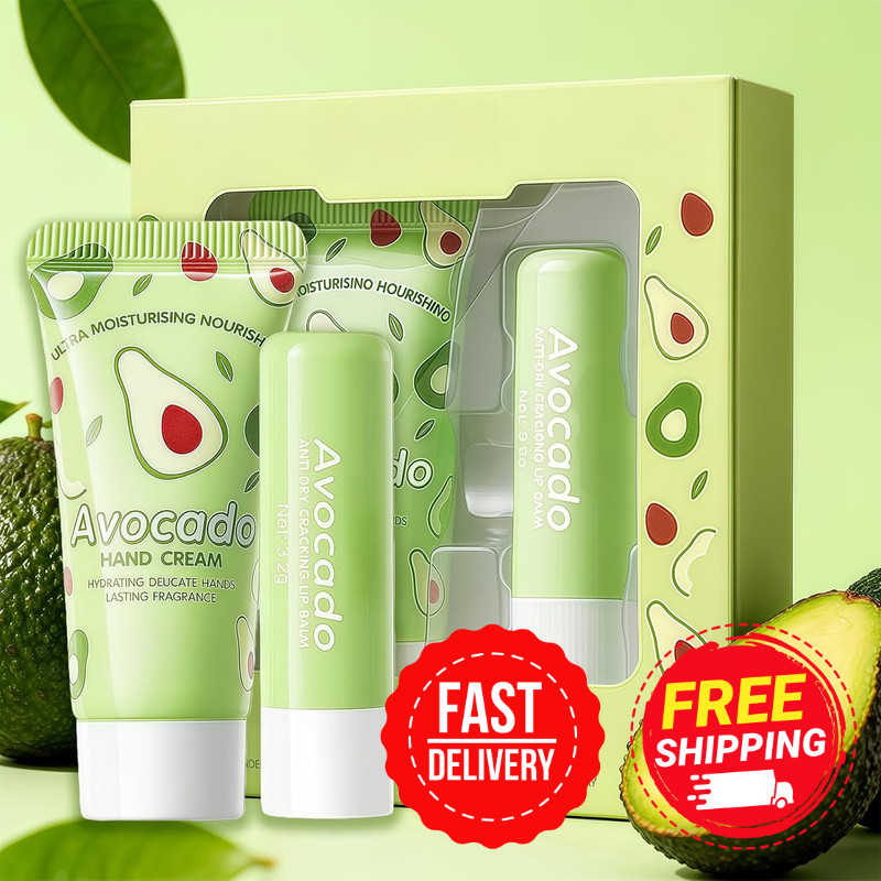 Avocado Hand Cream & Lip Balm Set – Ultra Moisturizing for Dry Skin & Lips 2PCS
