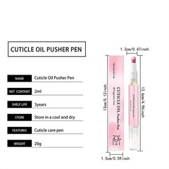 0.07fl.oz Nail Care Pen , Cuticle Oil Pusher Pen Remover for Dry & Damaged Nails