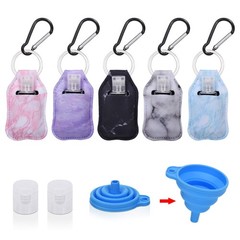 Hand Sanitizer Holder Keychian,5 Pack Empty Travel Size Bottle and Marbling
