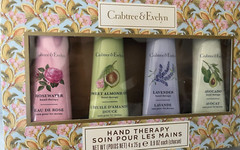CRABTREE &EVELYN HAND THERAPY 4,PIECES SET,ROSEWATER,LAVENDER,AVOCADO,ALMOND