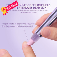 Ceramic Cuticle Oil Pusher Pen: 3-in-1 Nail 1 Count (Pack of 1), Purple Kit-1