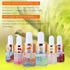 NBC BeautiLab Cuticle Oil Set – 6pcs with 0.17 Fl Oz (Pack of 6), Flower