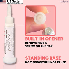 Nailene Perfect Bond Nail Glue, Super Strong, 2 Tubes (0.14 fl oz), Clear