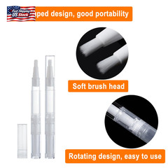 10 Pack 3 ML Transparent Twist Pens, Empty Cuticle Nail Oil Pen with Brush Tip,