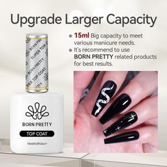 Born Pretty Gel Top 0.5 Fl Oz (Pack of 2), 15ml Base and Coat Set