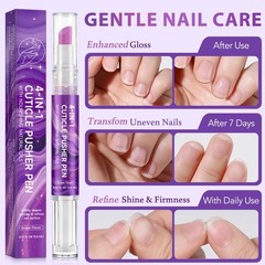 ISUNRISE Cuticle Oil Pusher Pen, 4-in-1 0.12 Fl Oz (Pack of 1), Purple