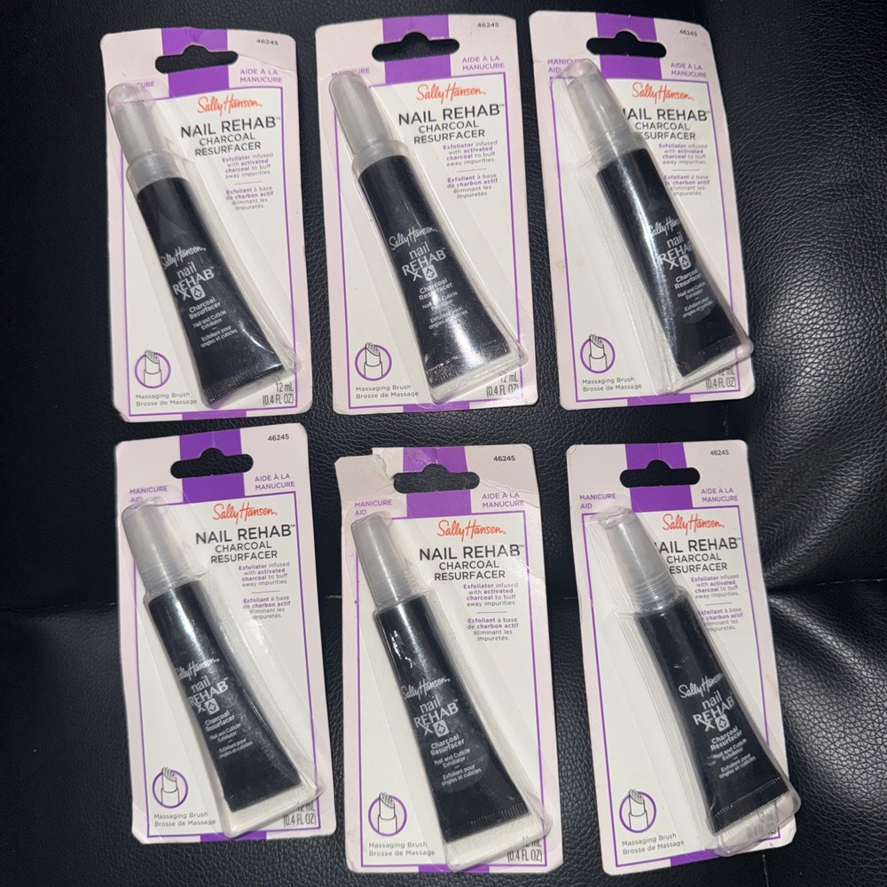 Sally Hansen Nail Rehab Charcoal Resurfacer, 0.4 FL OZ, Lot of 6, Free Shipping