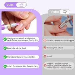 Ceramic 2-in-1 Cuticle Oil Pusher Pen, Nail Care Buffer Pens with Micro-Dosin