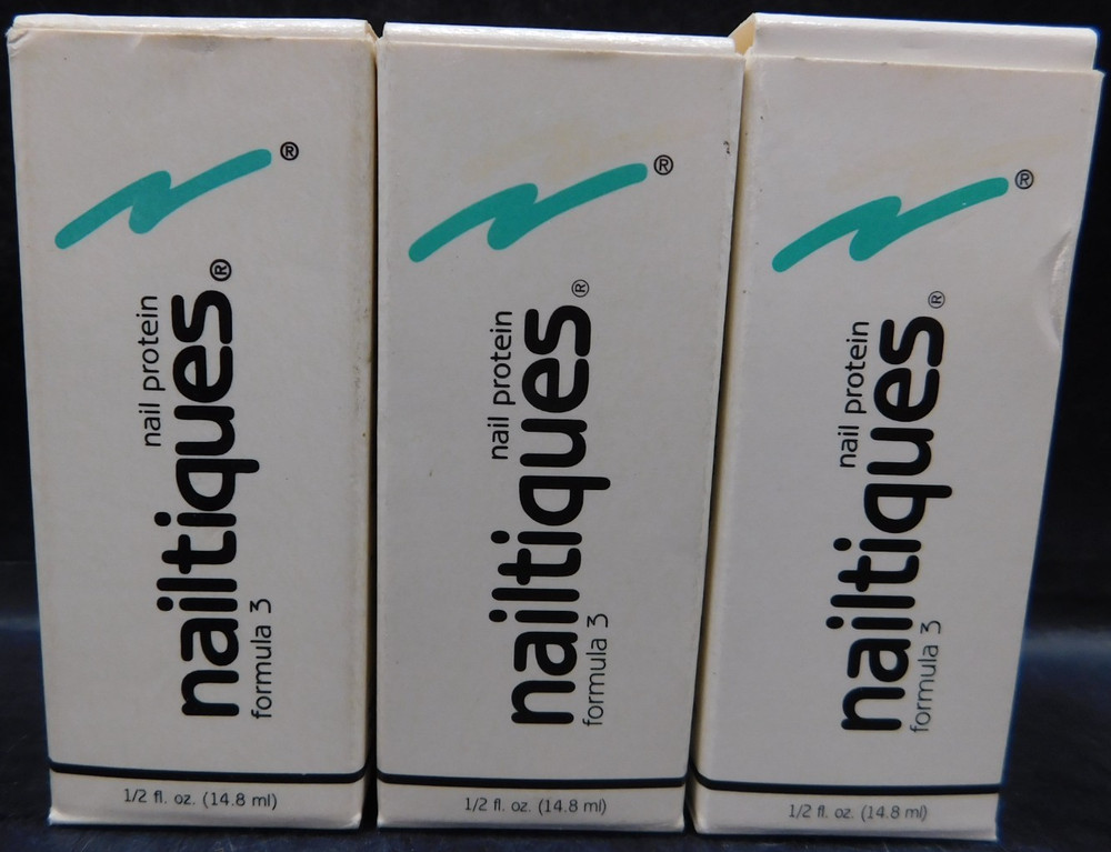 3 Pk Nailtiques Nail Protein Formula 3 For Hard Dry Nails 14.8mL Ea New & Unused
