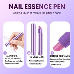 3-in-1 Cuticle Oil Pen,Cuticle Pusher Nail 0.5 Fl Oz (Pack of 2), transparent