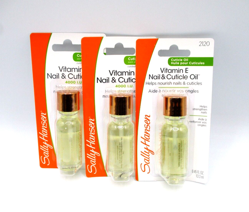 Lot/3 Sally Hansen Vitamin E Nail & Cuticle Oil ~ 0.45 oz / 13.3 ml x 3 ~
