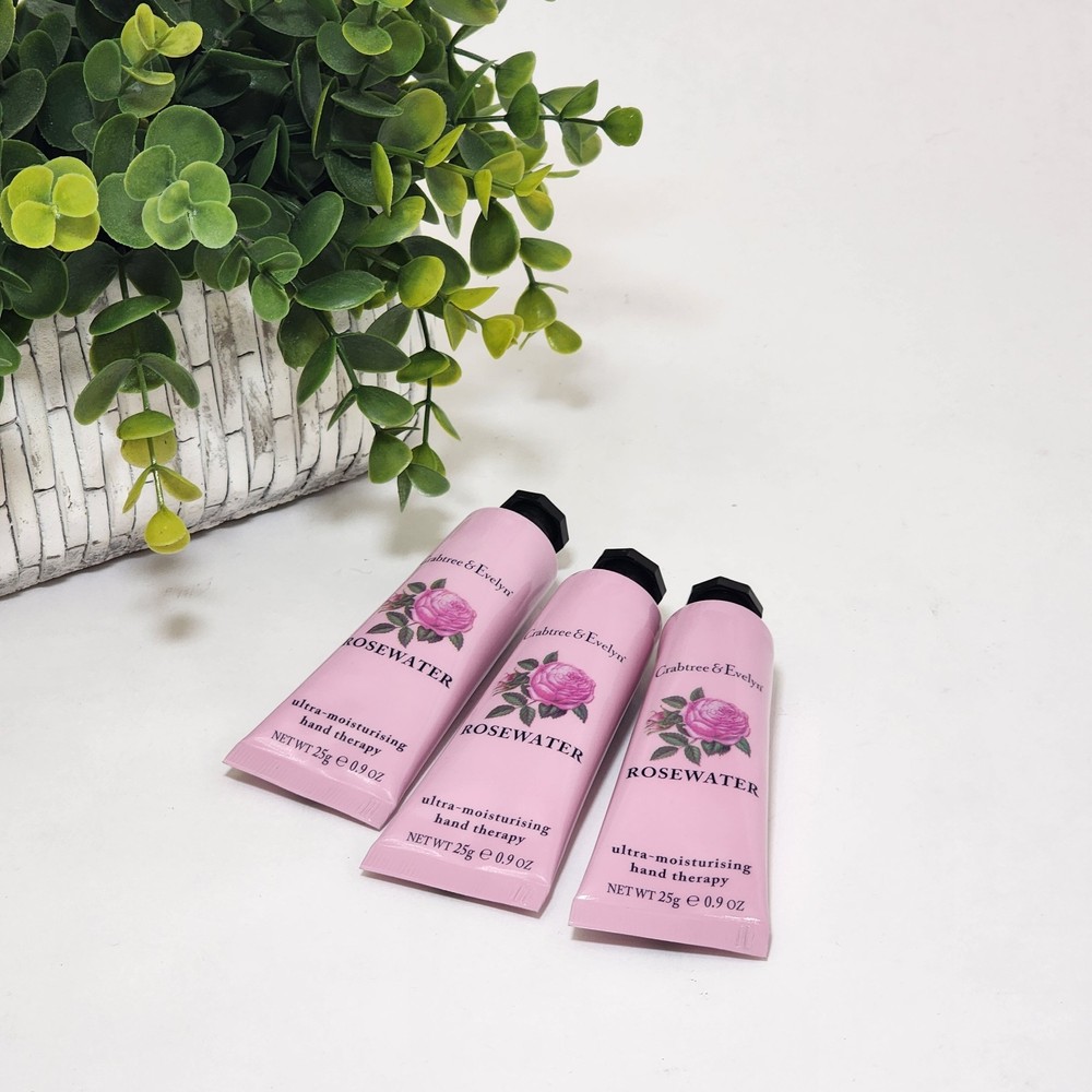 Lot of 3 Crabtree & Evelyn Rosewater Hand Therapy Cream 0.9 oz Each Travel Size