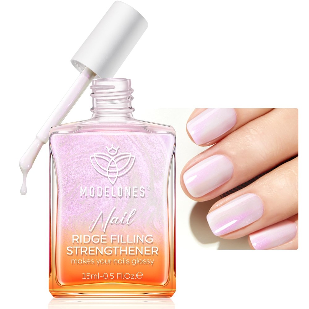 modelones Nail Strengthener and 0.51 Fl Oz (Pack of 1), B5-Pearl Pink White