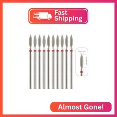 siyuwuro 10Pcs Flame Shape Cuticle Nail Drill Bits 3/32” Safety Carbide Nail Dr