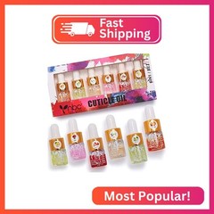 NBC BeautiLab Cuticle Oil Set – 6pcs with Flowers, Vitamin E for Nail Repair & S