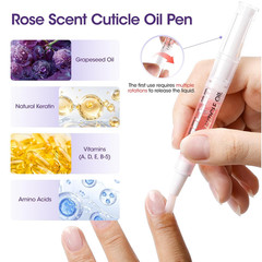 Ceramic Cuticle Oil Pusher Pen Grape Rose Scent 2-in-1 Nail Care Set for