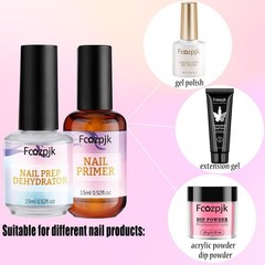 Nail Dehydrator and Nail Primer with Cuticle Oil Set, Air Dry Bonding Primer …