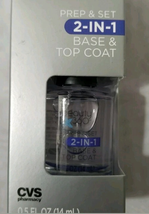 Beauty 360 Prep & Set 2 in 1 BASE & TOP COAT Nails 0.5oz Bottle NEW lot of 2
