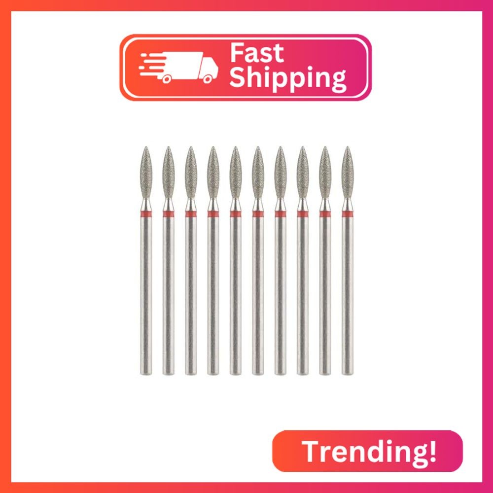 siyuwuro 10Pcs Flame Shape Cuticle Nail Drill Bits 3/32” Safety Carbide Nail Dr