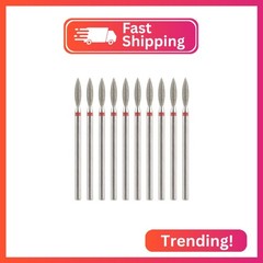 siyuwuro 10Pcs Flame Shape Cuticle Nail Drill Bits 3/32” Safety Carbide Nail Dr