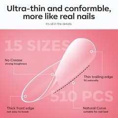 modelones X Nail Gel Kit Extra Short 510Pcs (15 Size), A4 Extra-Short-Oval