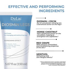 Dulac, Diosmin Legs Gel Cream, Cooling & 5.07 Fl Oz (Pack of 1), Neutral