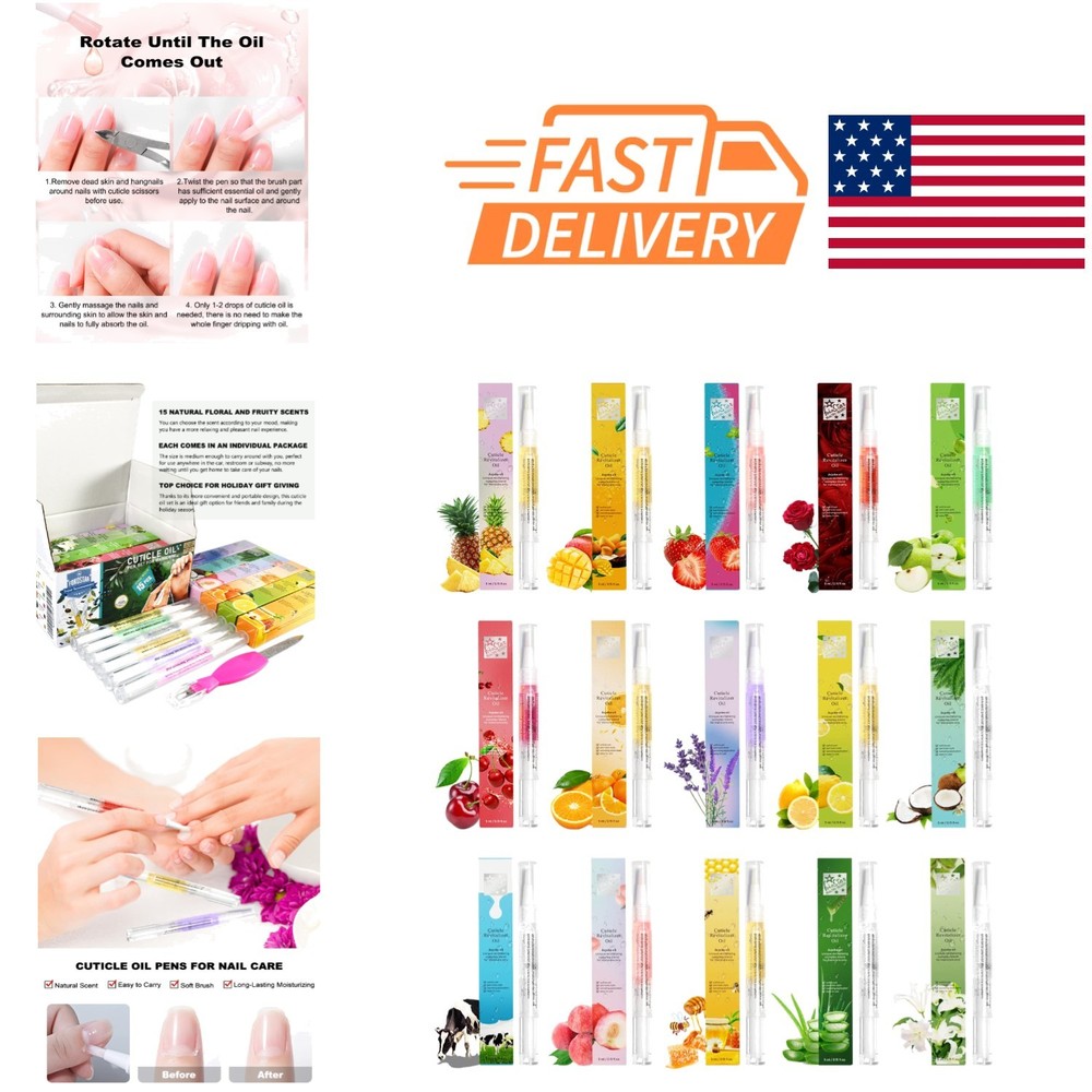 Nail Cuticle Oil Pen Kit 15 Pieces Natural Scented Hydrating Treatment Supplies