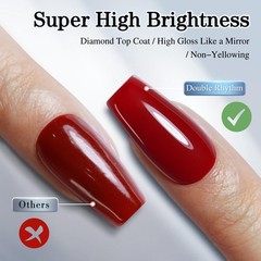 Double Rhythm 2 Pcs 15ML No Wipe Gel Top Coat and Clear Base
