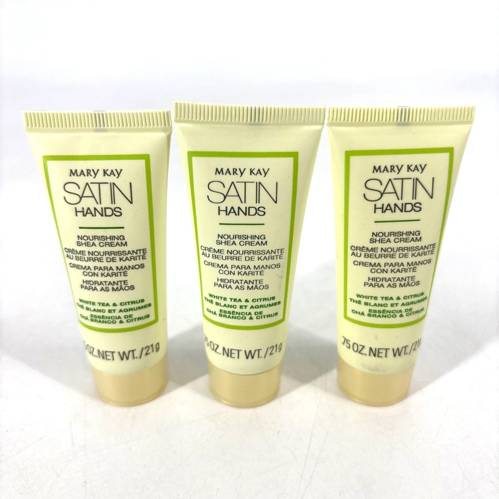3 Mary Kay Satin Hands White Tea & Citrus Nourishing Shea Cream .75 oz Travel