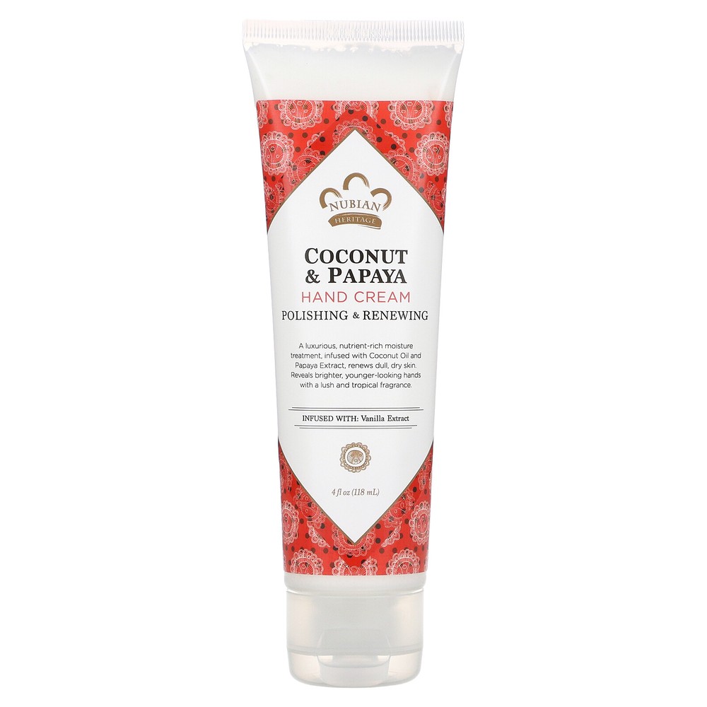Nubian Heritage Hand Cream Coconut Papaya 4 fl oz 118 ml Cruelty-Free, Not